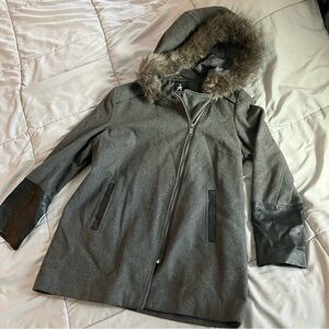 ♥️4/$20  Atmosphere Charcoal Coat with Faux Fur Trim